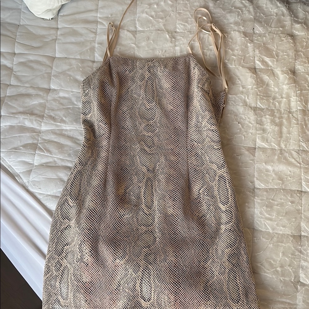 Urban Outfitters Textured Snake Print Mini Backless Slip Dress
